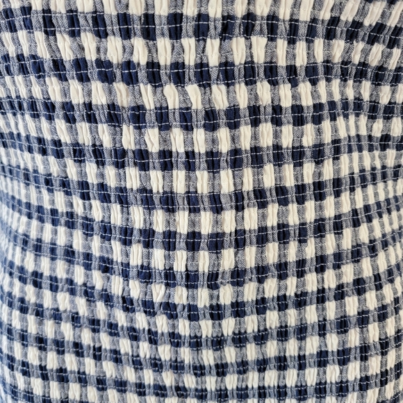 Anthropologie MABLE Blue/White Gingham Smocked Mini Dress Sz M Y2K Peasant Fairy - Picture 6 of 12